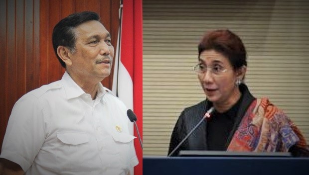 Menteri Luhut dan Menteri Susi/Foto Ilustrasi Nusantaranews