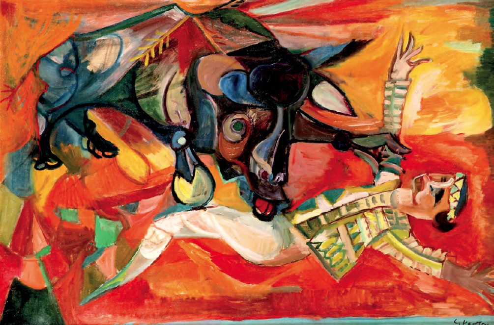 The Fallen Matador, 1963, Oil on canvas: 60 x 90 cm, lukisan Sudjana Kerton