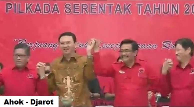 Ahok-Djarot usai Menandatangani Kontrak Politik dengan PDIP/Foto KompasTv