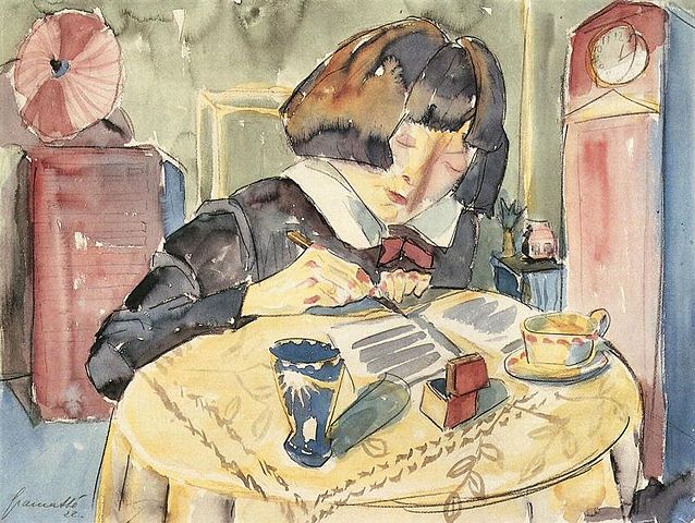 Writing Girl by W. Gramatté, c. 1920.