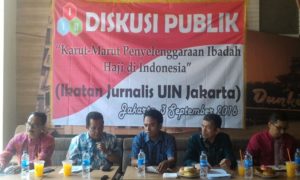 Diskusi Ikatan Jurnalis UIN (IJU) Jakarta 'Karut Marut Penyelenggaraan Haji di Indonesia', Jakarta, Sabtu (3/9)/Nusantaranews Photo/Deni Muhtarudin