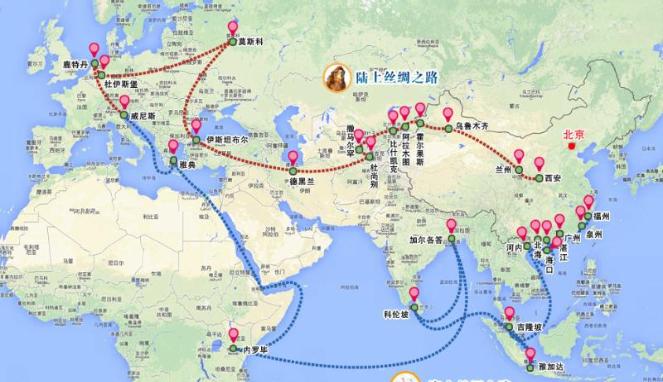 peta jalur sutra dan jalur sutra maritim China (Istimewa)