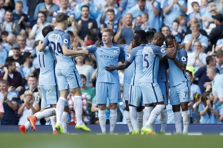 punggawa Man City Rayakan Gol ke gawang Celtic/Foto Istimewa