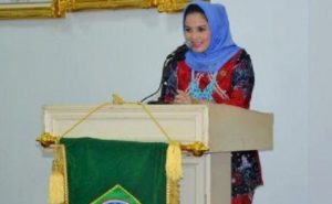 Sambutan penasihat Badan Kordinasi Organisasi Wanita (BKOW) Provinsi Lampung, Yustin Ficardo/Foto Istimewa