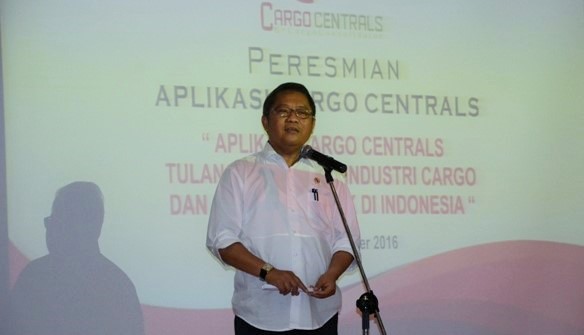 Menteri Komunikasi dan Informatika Rudiantara dalam Peresmian Aplikasi Cargo Centrals Tulang Punggung Industri Cargo dan Sistem Logistik di Indonesia, Rabu (26/10)/Foto: Dok. Humas Kominfo