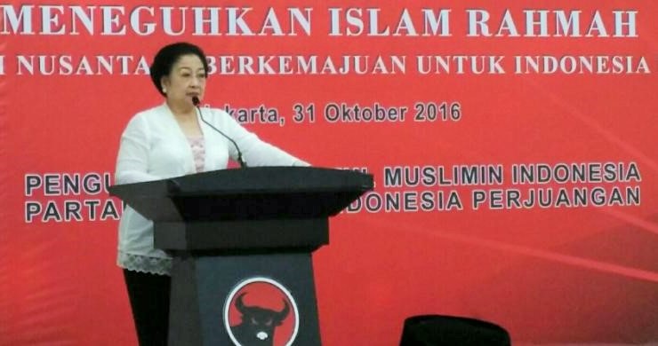 Megawati, dalam acara Pelatihan Mubaligh Kebangsaan, di DPP PDI Perjuangan, Menteng, Jakarta Pusat, Senin (31/10/2016)/Foto: via Kompas.com