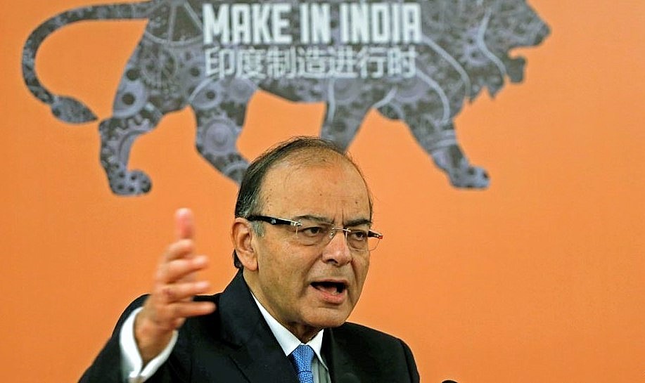 Menteri Keuangan India Arun Jaitley saat memberikan sambutan dalam forum "Invest in India" di Beijing, China, 24 Juni 2016/Foto: Reuters