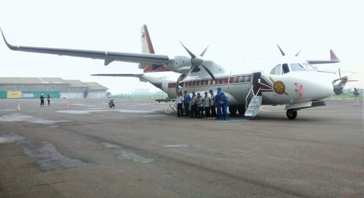 pesawat terbang tipe CN235-220M Multi Purpose Aircraft buatan PT Dirgantara Indonesia (PTDI)/Foto: Dok. Kompas.com