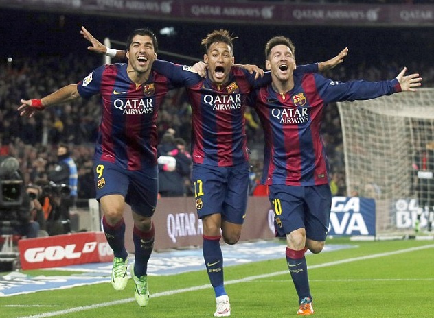 messi suarez neymar. Foto via dailymail