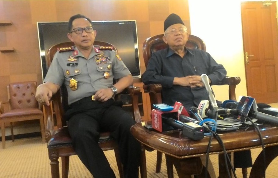 Kapolri Jenderal Polisi Tito Karnavian menggelar pertemuan dengan Ketua Majelis Ulama Indonesia(MUI) Maruf Amin. Foto Andika/Nusantaranews