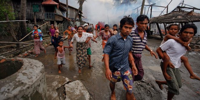 Konflik yang terjadi di Rakhine yang memakan korban kemanusiaan warga rohingya. Foto via KBK