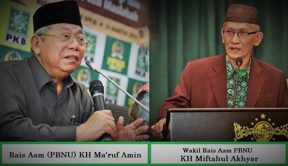 Rais Aam Pengurus Besar Nahdlatul Ulama (PBNU) KH Ma'ruf Amin dan Wakil Rais Aam KH Miftahul Akhyar/Foto Ilustrasi SelArt/Nusantaranews