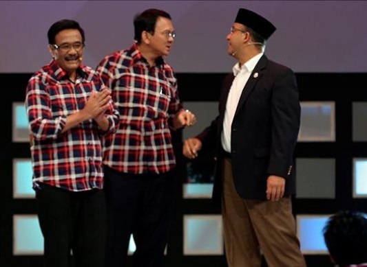 Dajort, Ahok dan Anies Saat Debat Pilgub. Foto IST