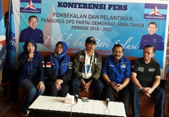 Konferensi pers DPP Partai Demokrat di Surabaya, Sabtu (7/1)/Foto: Three