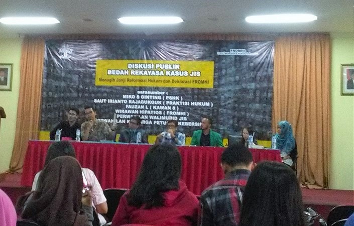 Diskusi publik bertema “Menuntut Janji Reformasi Hukum: Ditegakkannya Keadilan Dalam Kasus JIS”, Selasa (10/1) di Gedung Joeang 45, Jakarta Pusat/Foto Sule/NUSANTARAnews