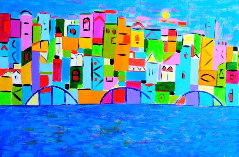 French town with mediteranian By Levan Mosiashvili/Foto: Dok. saatchiart.com