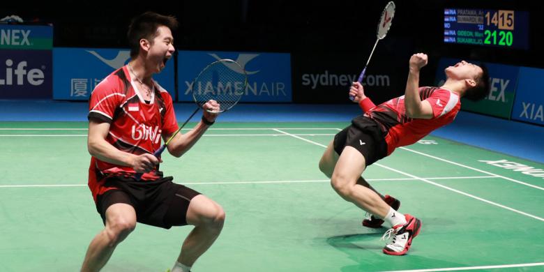 All england 2017 pasangan Ganda Putra Indonesia Marcus Fernaldi Gideon dan Kevin Sanjaya Sukamuljo/Foto viakompas/Nusantaranews