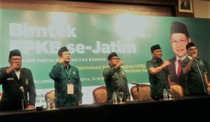 Ketua Umum DPP PKB Muhaimin Iskandar membuka acara Bimtek Fraksi PKB Se-Jatim/Foto Ahmad Hatim/Nusantaranews