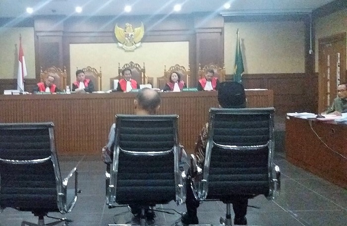 Sidang e-KTP, saksi Markus dan Akom. Foto Restu Fadilah/ NUSANTARAnews