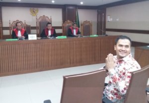 Pedangdut Saipul Jamil di Pengadilan Negeri Jakarta Utara. Foto Restu Fadilah/ NUSANTARAnews