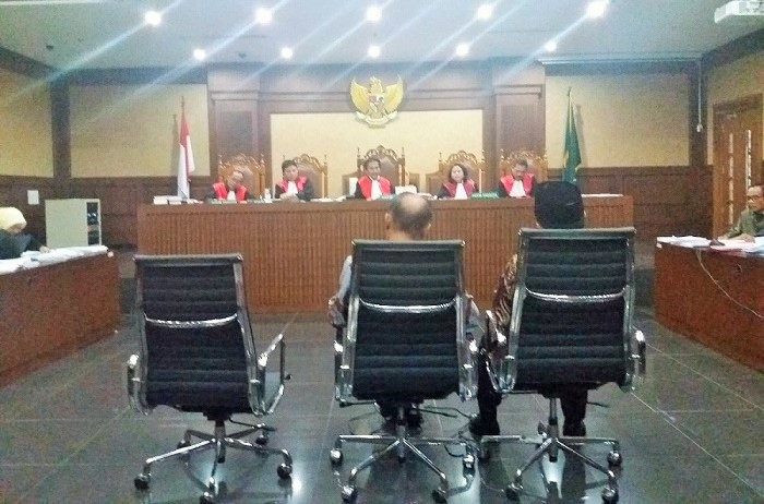 Sidang e-KTP, saksi Markus dan Akom. Foto Restu Fadilah/ NUSANTARAnews