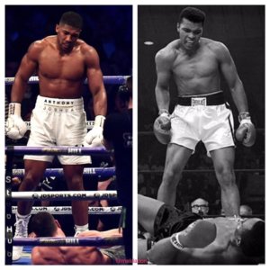 Anthony Joshua (kiri) dan Muhammad Ali (Kanan)/ Foto Istimewa/Nusantaranews