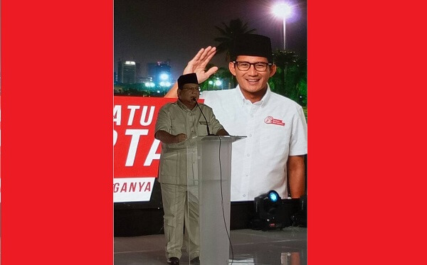 Prabowo Subianto menyampaikan pidato "Pesan Persatuan Jakarta" di acara syukuran kemenangan Anies-Sandi, Jum'at (5/5/2017) malam. Foto Reni Harti (Dokumentasi Pribadi)