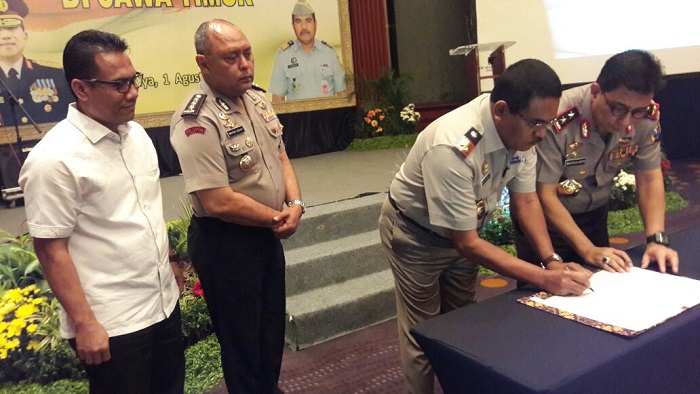 Sinergitas Satgas Anti Mafia Tanah, Polda Jatim Dan BPN Tandatangani MoU. Foto Tri Wahyudi/ NUSANTARANEWS.CO