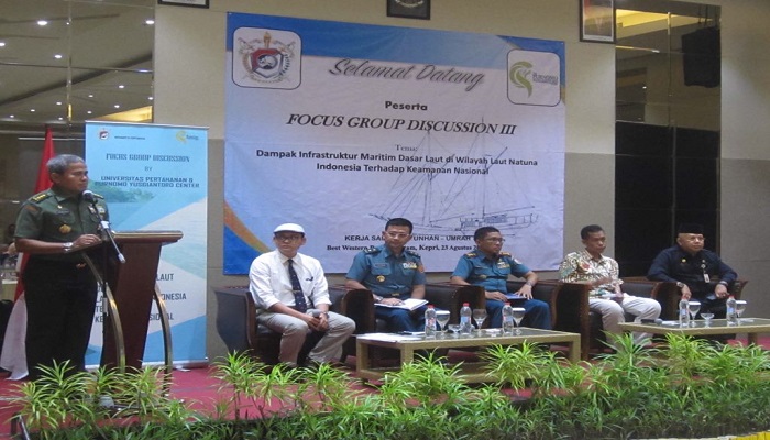 Focus Group Discussion (FGD) III bertajuk "Dampak Infrastruktur Maritim Dasar Laut di Wilayah Laut Natuna Indonesia bagi Keamanan Nasional", di Batam pada tanggal 23 Agustus 2017. (Foto: Istimewa)