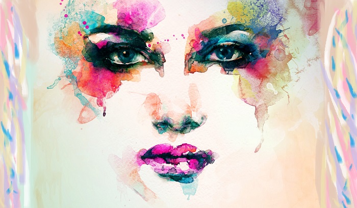 woman portrait .abstract watercolo. Foto: Dok. seasonsofcolour.co.uk