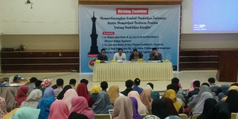 Workshop Pendidikan untuk membahas terkait Permendikbud Nomor 23/2017 tersebut. Agenda ini bertajuk “Memperbincangkan Kembali Pendidikan Indonesia: Upaya Memperkuat Peraturan Presiden No. 87 th. 2017 Tentang Pendidikan Karakter” yang diselenggarakan di Kampus UIN Sunan Kalijaga Yogyakarta. (Foto: Istimewa/NusantaraNews/Eriec Dieda)