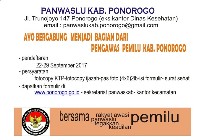 Pengumuman Pendaftaran Calon Panwaslu Kecamatan Se-Ponorogo Belum Terpasang di Kecamatan (Ilustrasi). Foto Muh Nurcholis/ NusantaraNews.co