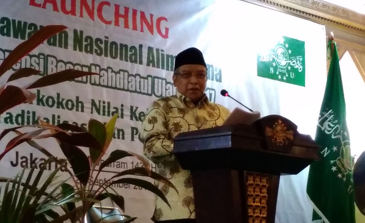 Ketua PBNU Said Aqil Siroj Saat Launching Munas NU 2017 di Gedung PBNU. (Foto Ach. Sulaiman/Nusantaranews)