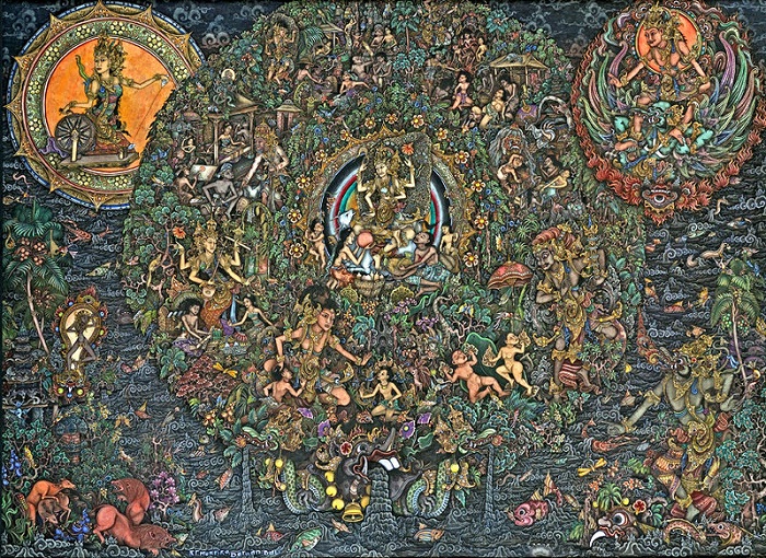 The Wheel of Life, I Ketut Murtika, Gouache on cloth. Foto: Dok. wikimedia