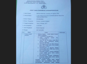 Surat Tanda Penerimaan Pengaduan (Foto Istimewa)