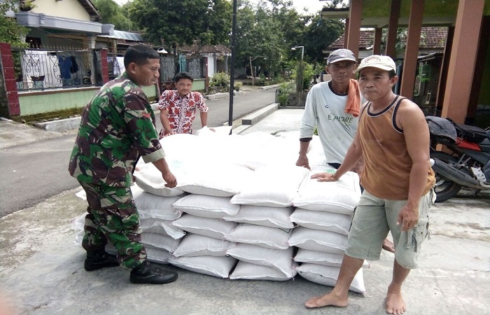 Lamongan – Kodim 0812 Lamongan melalui Koramil dan jajarannya terus melakukan pengawalan pendistribusian pupuk dan bibit kepada para petani. Foto: Dok. Kodim Lamongan