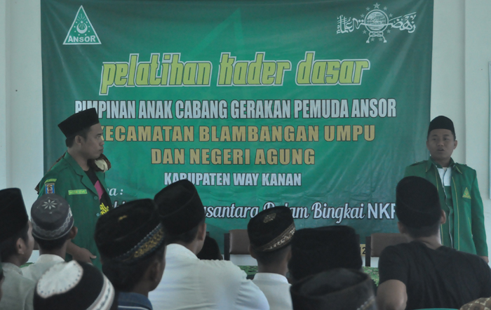 Kaderisasi Negeri Agung oleh Bendahara PC Ansor Way Kanan Abdullah Candra Kurniawan. Foto: Nun Rizqia/NusantaraNews