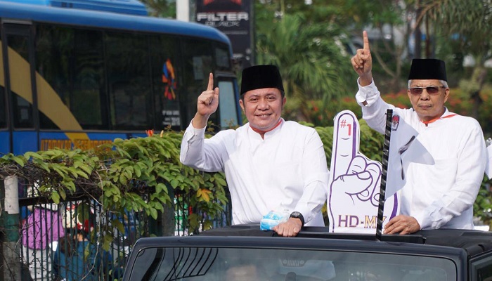 Pasangan Herman Deru-Mawardi Yahya mendapatkan nomor urut 1 dalam pengundian di Hotel Novotel Palembang, Selasa (13/2). (Foto: Dok. Istimewa)