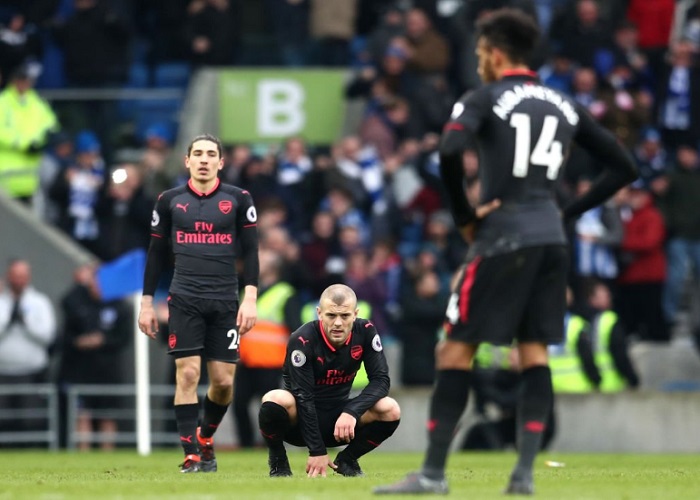 Arsenal menelan kekalahan keempatnya secara beruntun di semua kompetisi. Kali ini dikalahkan Brighton & Hove Albion. (Foto: Squawka)