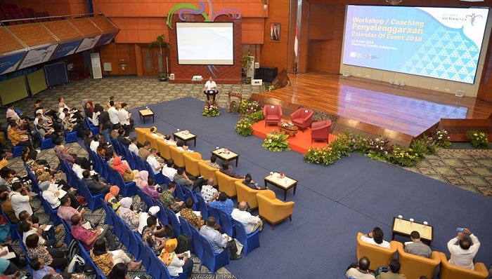 Menpar Arief Yahya membuka Workshop/Coaching Penyelenggaraan CoE 2018 di Balairung Soesilo Soedarman, Gedung Sapta Pesona Jakarta, kantor Kementerian Pariwisata (Kemenpar), Senin (19/3/2018). (FOTO: Humas Kemenpar)