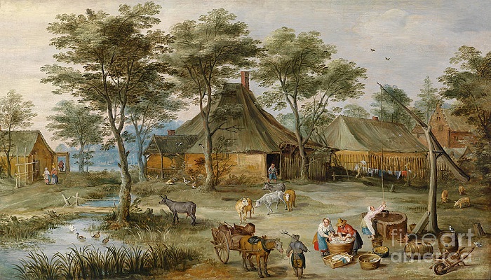 Dusun Kecil "Village Scene By The Well Painting by MotionAge DesignVillage Scene By The Well Painting by MotionAge Designs". (Foto: fineartamerica.com)