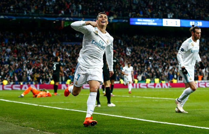 Cristiano Ronaldo usai mencetak gol ke gawang Getafe. (Foto: @Squawka)