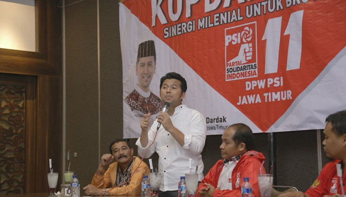 Partai Solidaritas Indonesia (PSI) resmi mendukung pasangan Khofifah-Emil di Pilgub Jawa Timur 2018. (Foto: Setya/NusantaraNews)