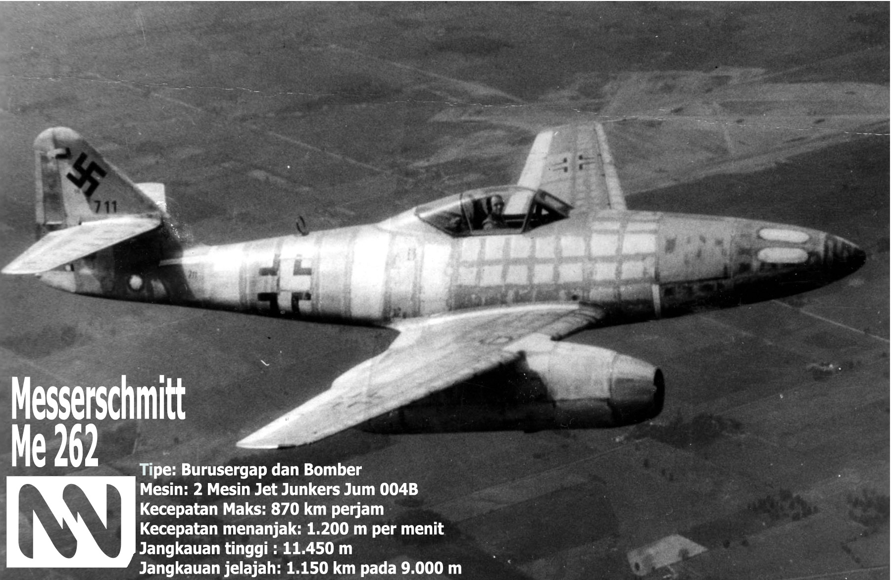 Messerschmitt Me 262 Jet Tempur Pertama Dunia (Foto Dok. Nusantaranews.co)