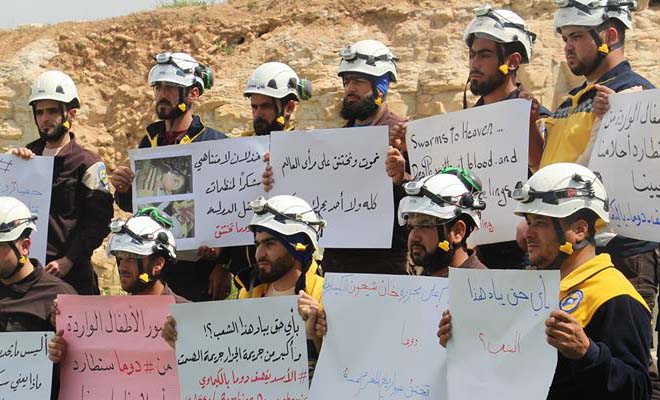 Relawan White Helmets menuduh Rusia dan Iran sebarkan zat saraf atau kimia di kawasan Ghouta Timur, Douma, Suriah. (Foto: Twitter/White Helmets)