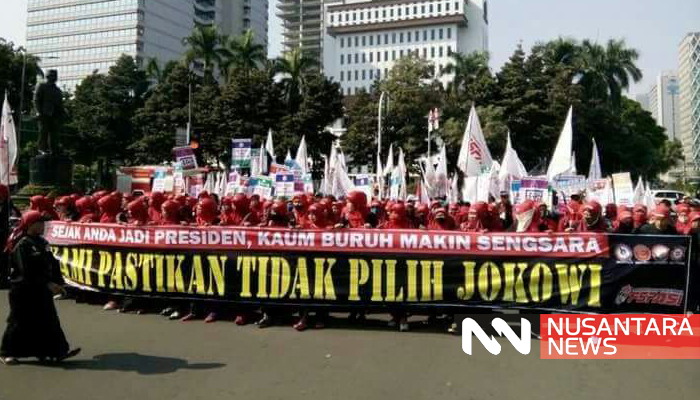 May Day Tahun 2018 Dipenuhi Gemuruh Nasib THK 2. (FOTO: NUSANTARANEWS.CO)