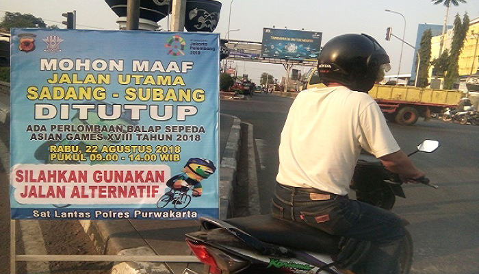 polres purwakarta, jalan purwakarta, jalan subang, balap sepeda, asian games, jalur balap sepeda, purwakarta-subang, nusantaranews