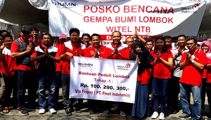 finpay, finnet indonesia, telkom, telkomgroup, donasi telkom, posko telkom, bantuan lombok, gempa lombok, bencana lombok, donasi digital telkom, nusantaranews