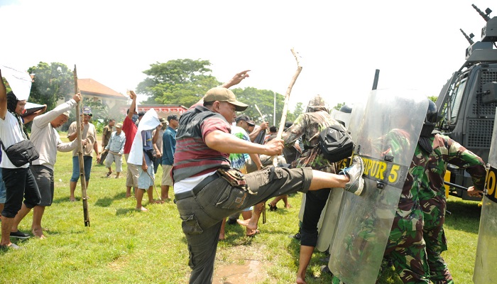 aksi massa, kota mojokerto, tni dan polri, pasukan pengaman, nusantara news