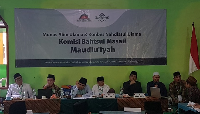 Munas Alim Ulama & Konbes NU 2019 Komisi Bahtsul Masail Maudluiyah di di Pondok Pesantren Miftahul Huda Al-Azhar, Citangkolo, Kota Banjar, Jawa Barat. (Foto: Selendang S/NUSANTARANEWS.CO).